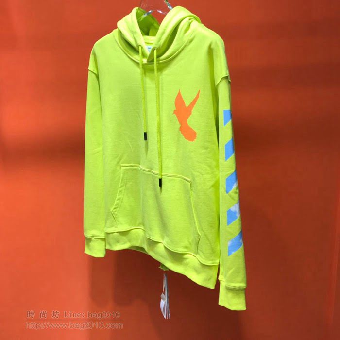 OffWhite男裝 19-20FW新款 最高品質 off男士連帽套頭衛衣 螢光綠 男士秋季最新單品  tzy2367